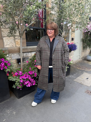 Wool Blend Plaid Double-Faced Coat