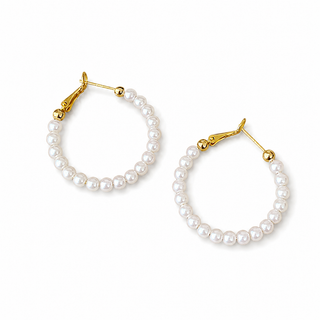Classic Pearl Inspired Hoop in White & Gold