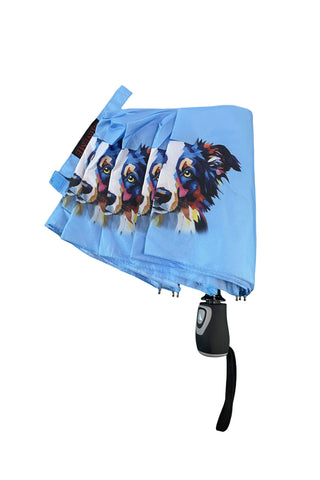 Border Collie Dog Print Umbrella (Short): Multi
