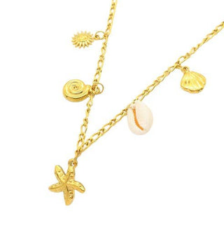 Shell Charm Drop Necklace in Gold