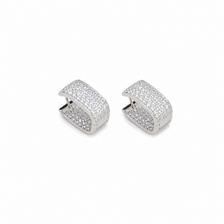 Rectangular Cubic Zirconia Hoop in Silver