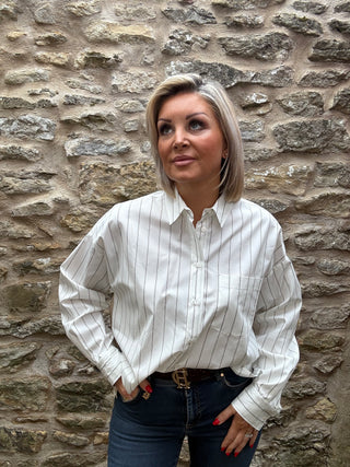 Cotton shirt with a contrasting back - BROWN