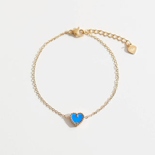 Heart Charm Bracelet in Azure Blue & Gold
