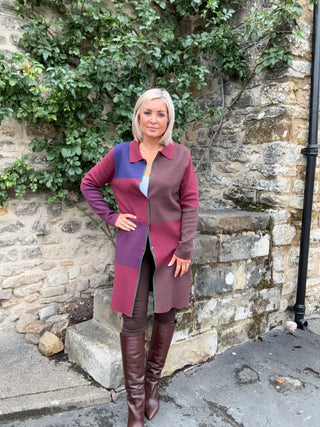 Francesca Knitted Coat in Burgundy