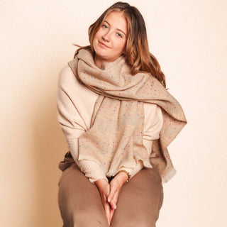 SCARF WINTER WEIGHT SPECKLED CREAM