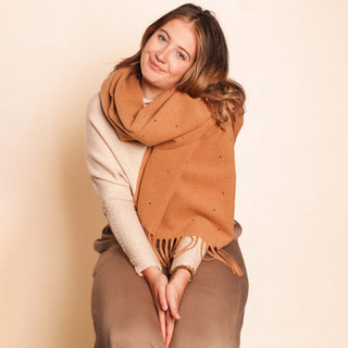 SCARF WINTER WEIGHT DOTS CARAMEL