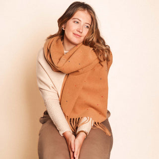 SCARF WINTER WEIGHT DOTS CARAMEL