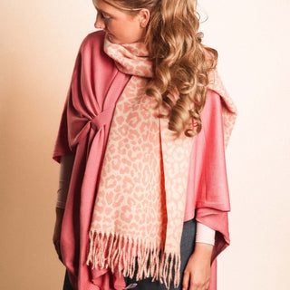 SCARF WINTER WEIGHT ANIMAL PINK