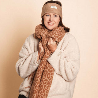 SCARF WINTER WEIGHT ANIMAL COFFEE