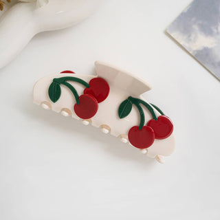 Cherries Claw Clip in Cream