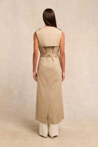 Collarless Trench Gilet French Grey