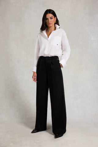 PLEATED WIDE LEG TROUSER BLACK
