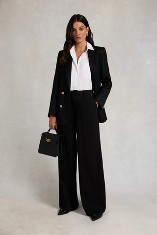 PLEATED WIDE LEG TROUSER BLACK