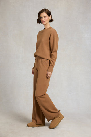 Maria Knitted Wide Leg Pant Caramel