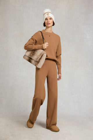 Maria Knitted Wide Leg Pant Caramel