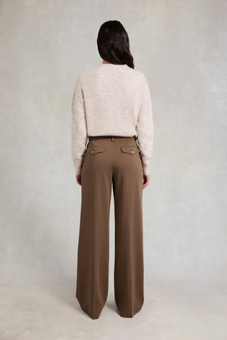 PLEATED WIDE LEG TROUSER MOCHA