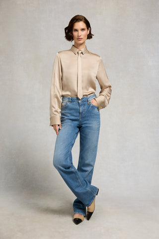 Georgina Satin Shirt Champagne