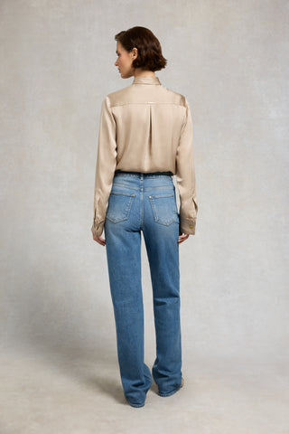 Georgina Satin Shirt Champagne