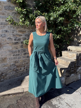 Flared taffeta dress - EMERALD