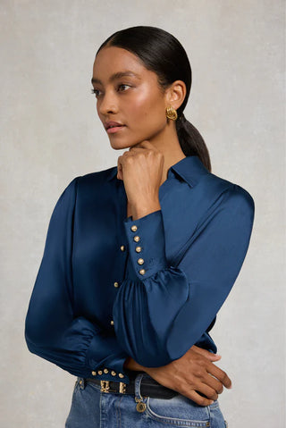 Annie V-Neck Shirt Petrol