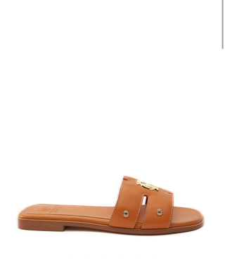 Monogram Slides Tan Leather