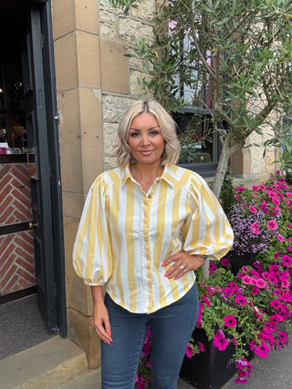 Striped denim jacket - Yellow