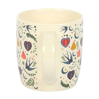 Cream Folk Floral Print Mug