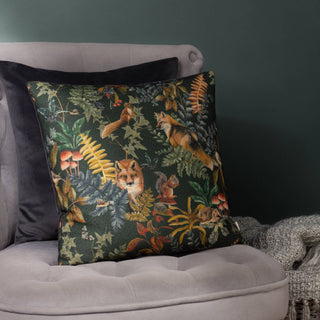 Forest Fox Repeat Cushion Grey: Grey / Polyester Filled / 43 x 43cm