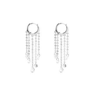 Multi Chain & Gem Drop Hoop Earring in Silver