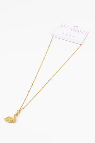 GOLD CHARM SWAN NECKLACE