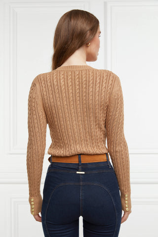 Seattle Cable V-Neck Knit Dark Camel