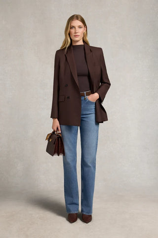 HARPER LONG SLEEVE TOP - WALNUT