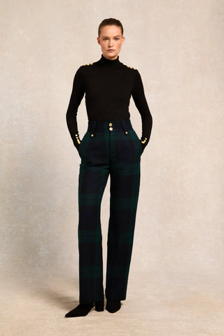 HIGH WAISTED STRAIGHT TROUSER - BLACKWATCH