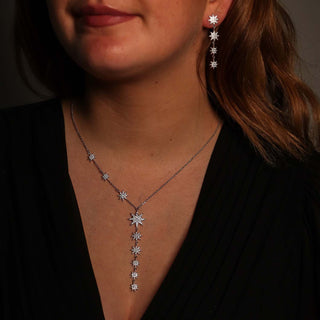 NECKLACE CONSTELLATION MULTI DROP STARS SILVER