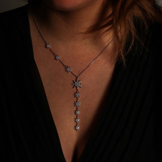 NECKLACE CONSTELLATION MULTI DROP STARS SILVER