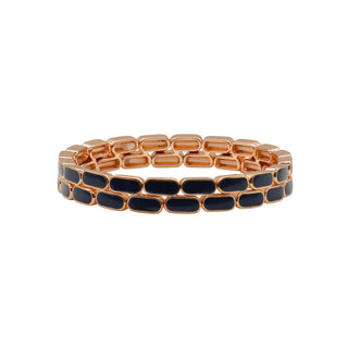 ELASTICATED ENAMEL JUBILEE BRACELET BLACK