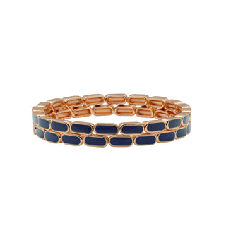 ELASTICATED ENAMEL JUBILEE BRACELET NAVY