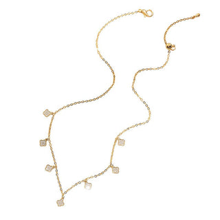 Mini Multi Clover Drop Necklace in Gold