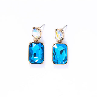 Oval Twin Gem Post Earring in Turquoise & Aurora Borealis