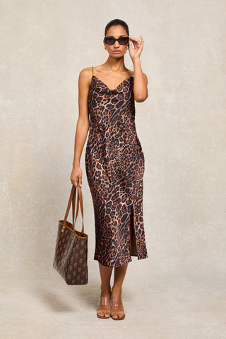 Aurora Satin Dress Leopard