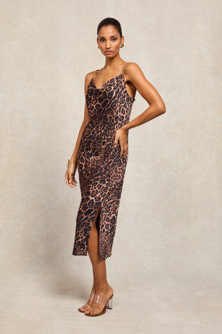 Aurora Satin Dress Leopard