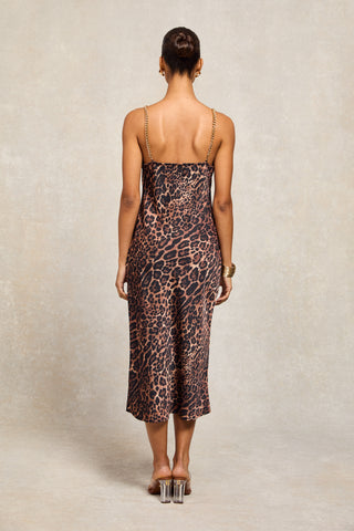 Aurora Satin Dress Leopard