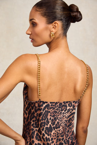 Aurora Satin Dress Leopard
