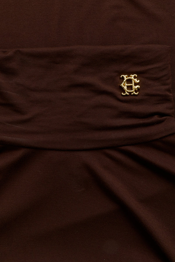 SUPERSOFT FLUTED ROLL NECK TOP - WALNUT
