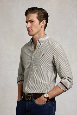 MEN'S CLASSIC OXFORD SHIRT OLIVE STRIPE