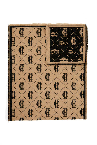Lightweight Monogram Scarf Tan Black