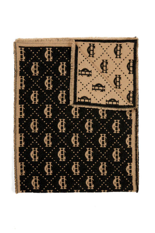 Lightweight Monogram Scarf Tan Black