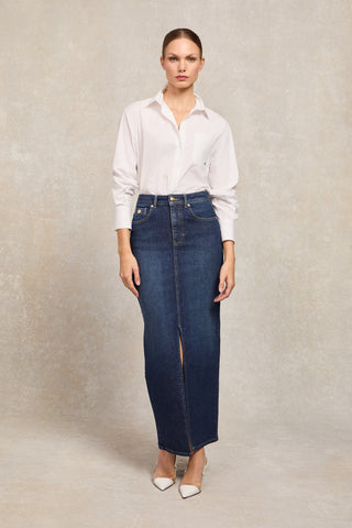 Denim Maxi Skirt Deep Indigo