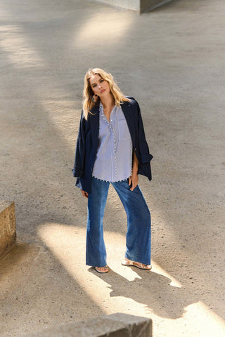 Goldie | Classic Wide-Leg Stretch Jeans Denim Blue