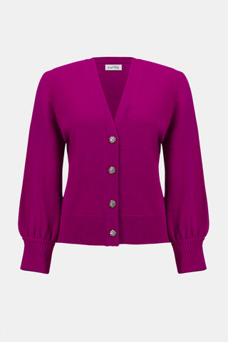 Sweater Knit Cardigan with Puff Sleeves